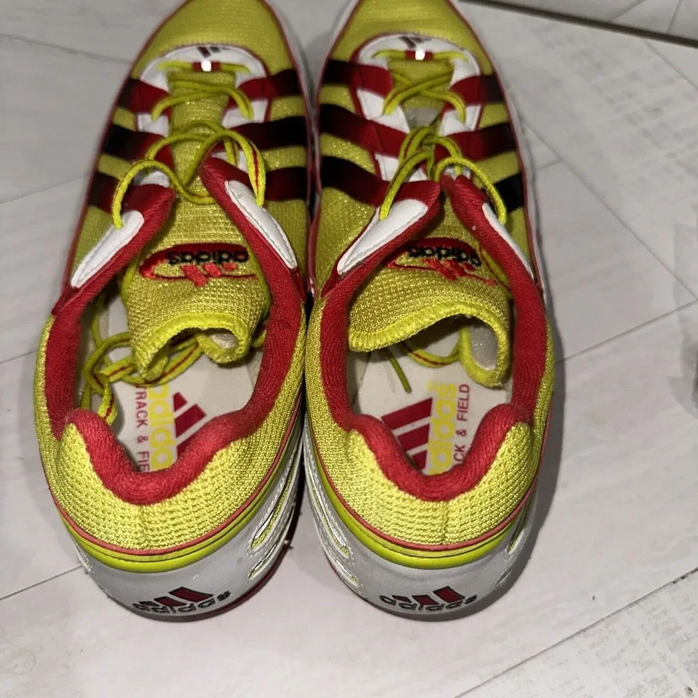 Adidas Meteor 2 SP Men's Size 13 Track Shoes, Yellow Red, 663227 W/spikes & Key
